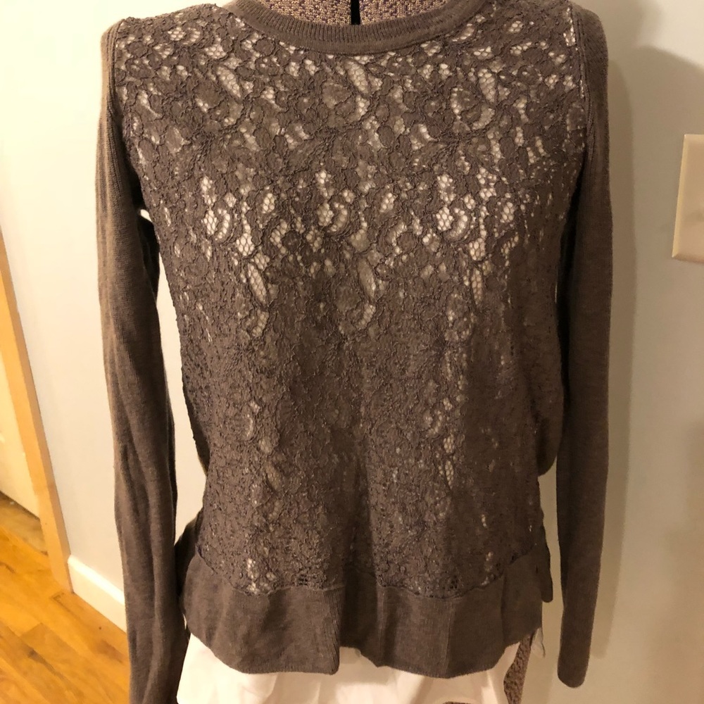 Layered look lace sweater. Simply Vera.